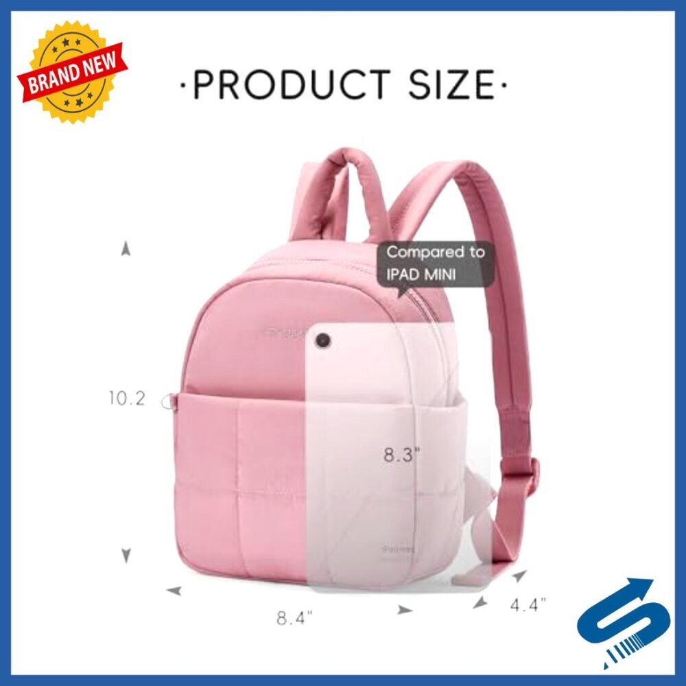 Mini Puffer Backpack Lightweight Nylon Quilted Travel Daily Essentials Organizer - Picture 2 of 6